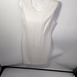 Tahari Cream Textured Mini Dress